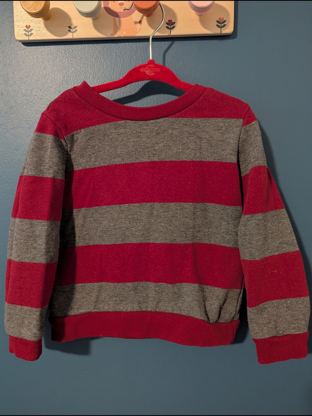 Wonder Nation Red and Gray Striped Boy's Sweater